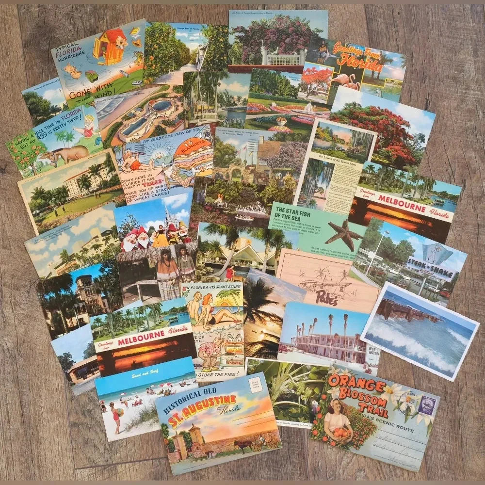 Lot of 36 Fabulous Vintage FLORIDA Postcards & Souvenir Booklets